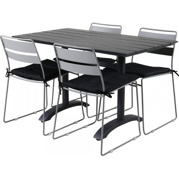 Denver utematgrupp med 4 st Lina stolar - Svart/Grå Denver utematgrupp med 4 st Lina stolar - Svart/Grå