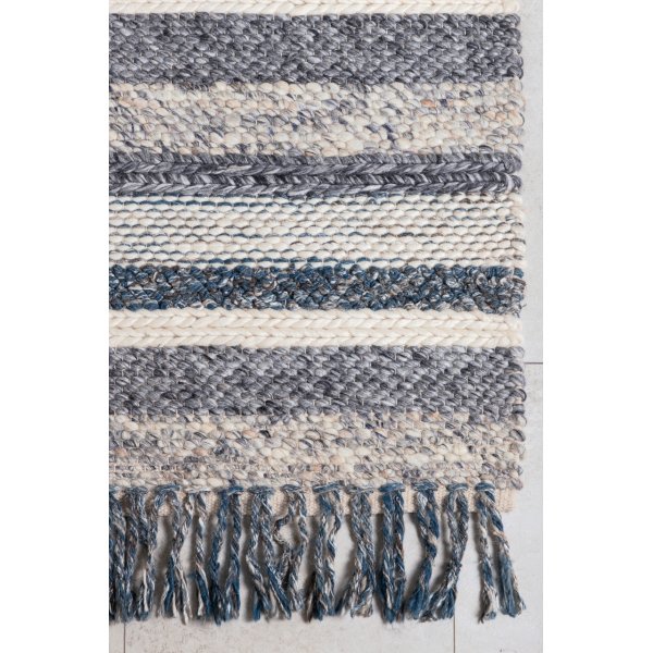 Teg wollen vloerkleed - Marineblauw/grijs Teg wollen vloerkleed - Marineblauw/grijs