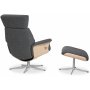 Marbck reclinerftlj med fotpall - Grtt tyg / Tr