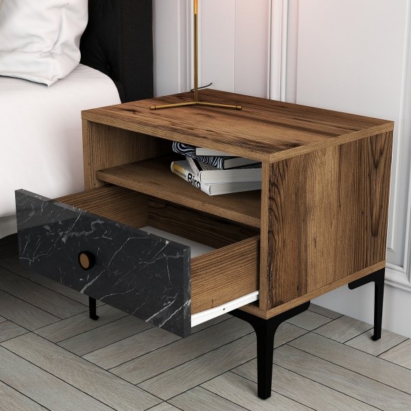 Table de chevet Lisbon - Noyer/noir Table de chevet Lisbon - Noyer/noir