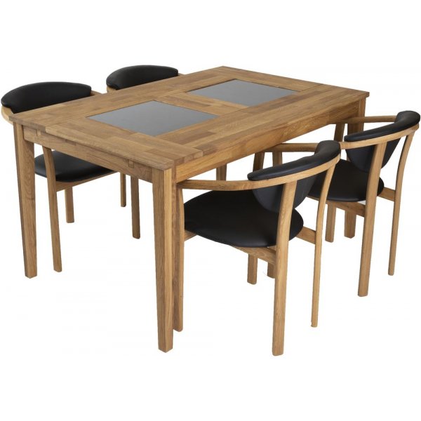 Grnna matgrupp inkl. 4 st Hammel stolar - Ek/Svart PU