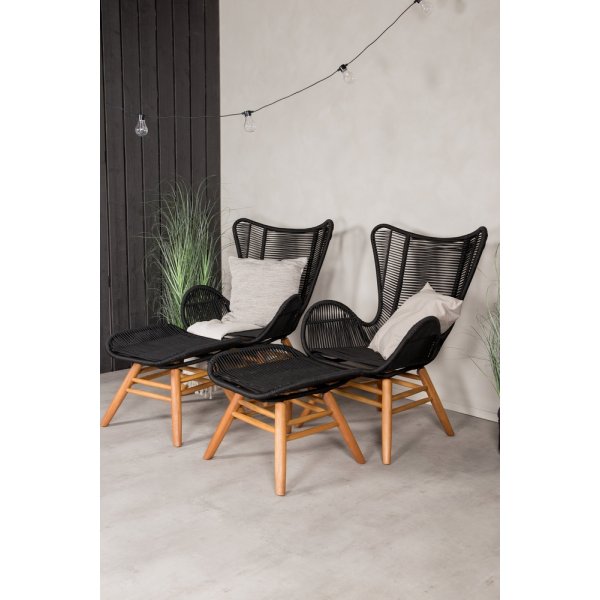 Tintelende fauteuil - Zwart/Natuurlijk Tintelende fauteuil - Zwart/Natuurlijk