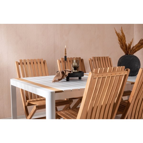 Togo utematgrupp med 6 st Ghana stolar - Teak/Vit