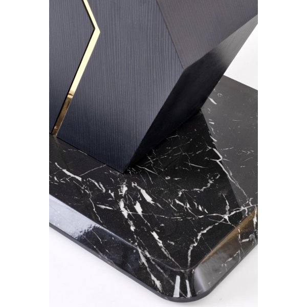 Table à manger Vincenzo 160-200 x 90 cm - Marbre blanc/noir/or Table à manger Vincenzo 160-200 x 90 cm - Marbre blanc/noir/or