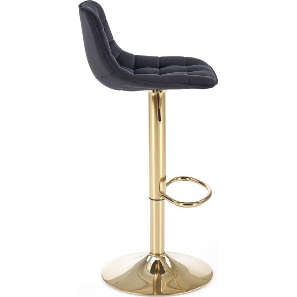 Barstol svart sammet med guldfot - Sitthöjd 62-84 cm Barstol svart sammet med guldfot - Sitthöjd 62-84 cm