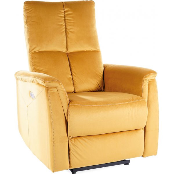 Fauteuil inclinable électrique réglable Neptun en velours jaune orange Fauteuil inclinable électrique réglable Neptun en velours jaune orange