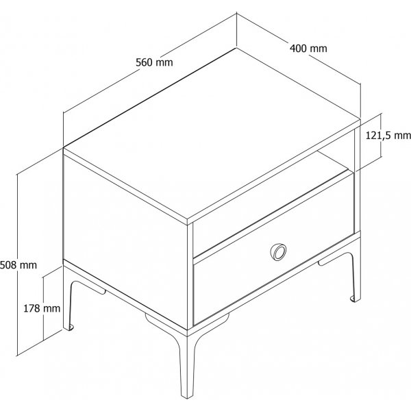 Lissabon nachtkastje - Walnoot/antraciet