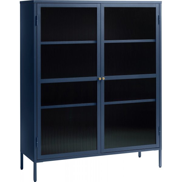 Armoire en mtal bleu fonc Dobb avec portes vitres