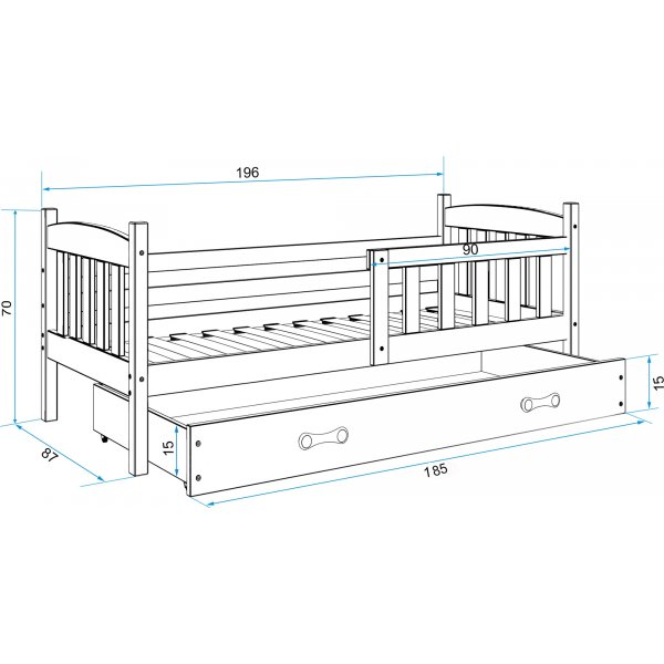 Kubus juniorsäng med förvaringslåda - Valfri färg & storlek Kubus juniorsäng med förvaringslåda - Valfri färg & storlek