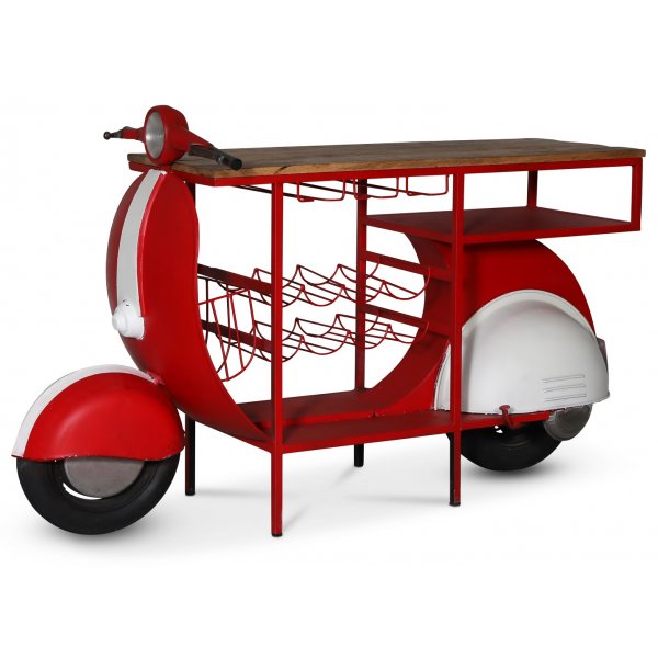 Klassisk Vespa bardisk 183 x 51 cm - Rd/vit