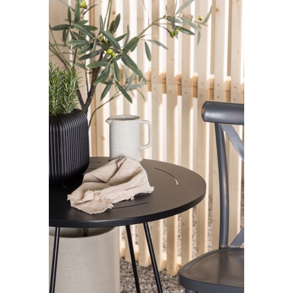 Bacong utematgrupp med 2 st Tablas stolar - Svart/Mörkgrå Bacong utematgrupp med 2 st Tablas stolar - Svart/Mörkgrå