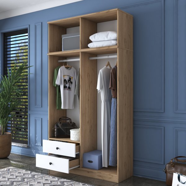 Armoire Mendy 120 cm - Noyer/blanc Armoire Mendy 120 cm - Noyer/blanc