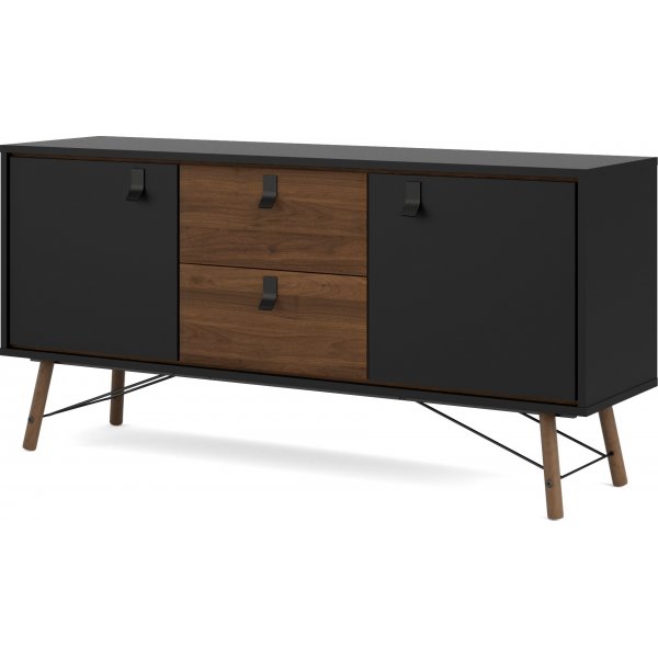 Ry skänk med 2 dörrar och 2 lådor - Svart/valnöt Ry skänk med 2 dörrar och 2 lådor - Svart/valnöt