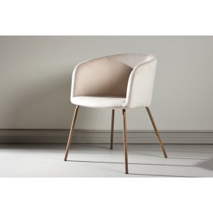 Matstol Berit i beige sammet - valn�t st�lben