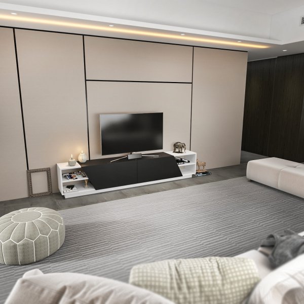 Banc multimédia Rhodes - Blanc/anthracite Banc multimédia Rhodes - Blanc/anthracite