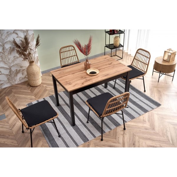 Table  manger Rainer 124-168 cm - Chne Wotan/noir
