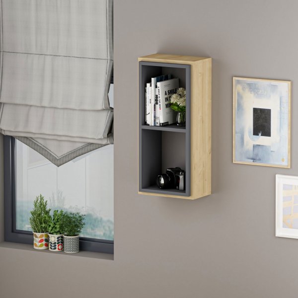 Zera wandplank - Saffier eiken/antraciet Zera wandplank - Saffier eiken/antraciet