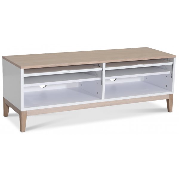Borgholm TV-bnk small - Vit / Oljad ek