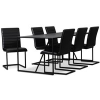 Lazio matgrupp 195 cm bord med 6 st Lazio stolar - Brun/Svart Lazio matgrupp 195 cm bord med 6 st Lazio stolar - Brun/Svart