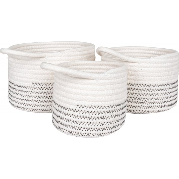 Lot de 3 paniers - Blanc/gris Lot de 3 paniers - Blanc/gris