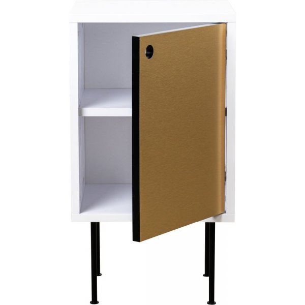 Volume vitt s�ngbord med d�rr i m�ssing