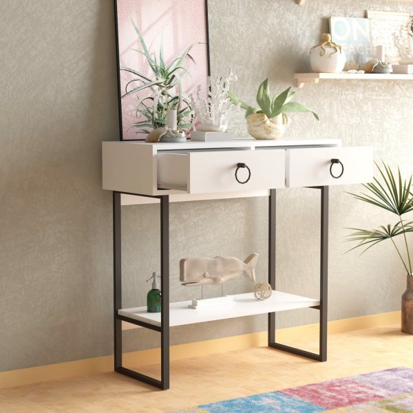 Valery avlastningsbord 90 x 35,3 cm - Vit/svart