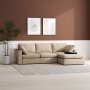 Moby mrkbeige divansoffa 296 cm - Vndbar divansoffa med pocketfjdrar + Textilskydd fr mbler