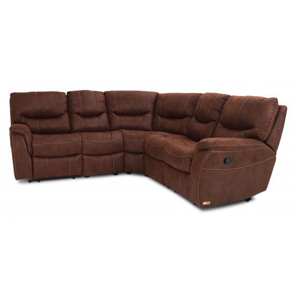 Rom recliner-hrnsoffa - 5-sits i brunt microfibertyg
