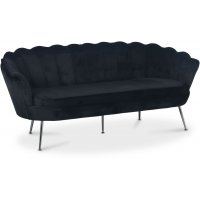 Monaco 3-sits sammetssoffa svart / krom Monaco 3-sits sammetssoffa svart / krom
