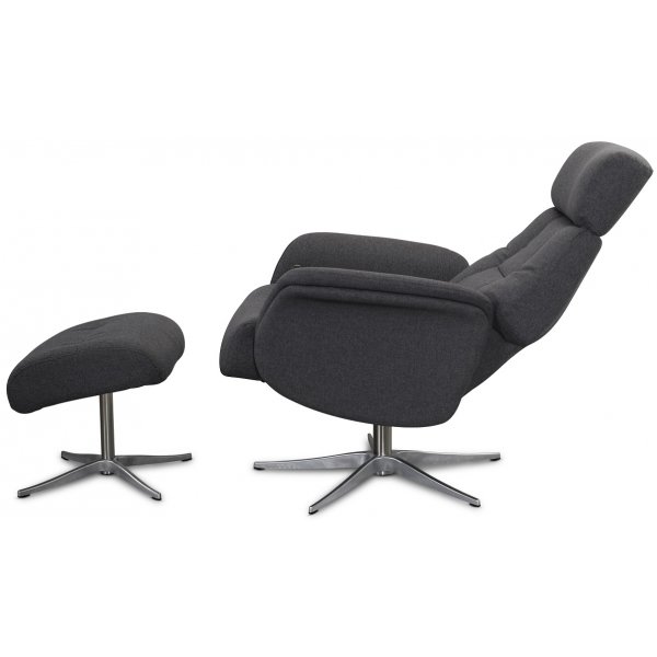 Peru reclinerfåtölj med pall - Grå Peru reclinerfåtölj med pall - Grå