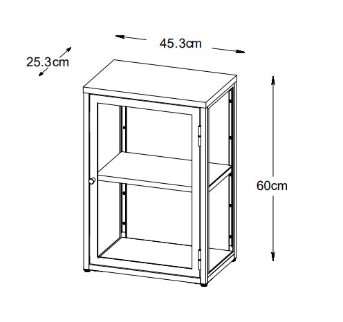 Toddy zwart nachtkastje aan de muur