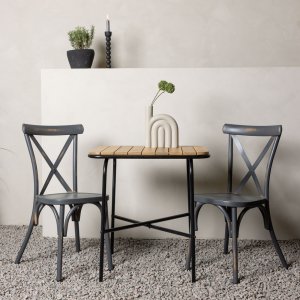 Groupe de repas d'extrieur Holmbeck avec 2 chaises Peking - Gris fonc/Naturel