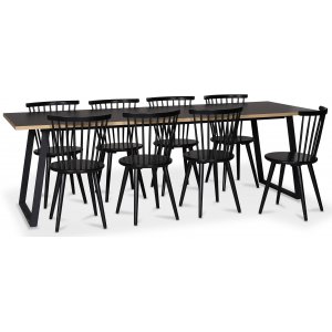 Groupe de salle  manger Edge 3.0 240x90 cm avec 8 chaises cantilever noires Castor - Stratifi haute pression noir (HPL)