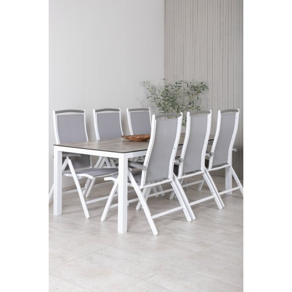 Llama utematgrupp med 6 st Albany stolar - Vit/Grå Llama utematgrupp med 6 st Albany stolar - Vit/Grå