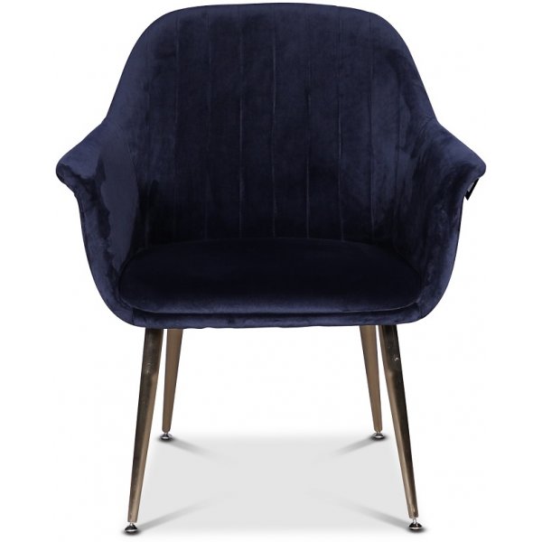 Flappy karmstol - Mörkblå sammet / kromade ben Flappy karmstol - Mörkblå sammet / kromade ben