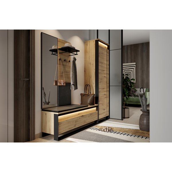 Quant halbank 135 cm - Ambachtelijk eiken/zwart