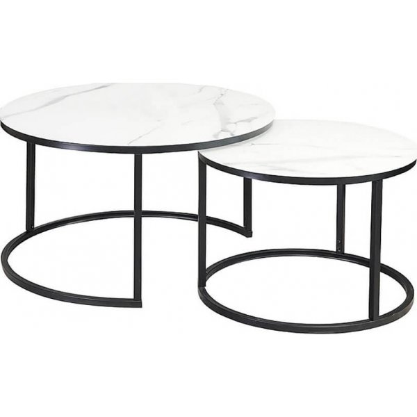 Table basse Harrisburg 80 x 80 cm - Blanc/noir