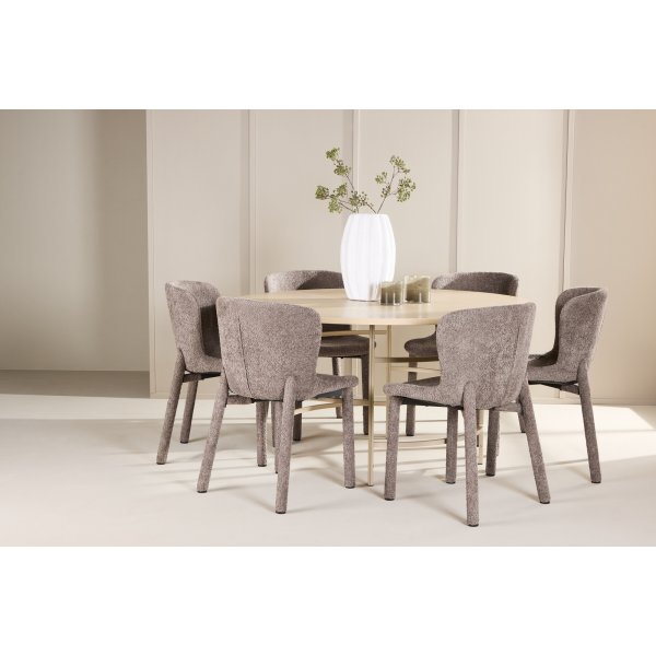 Matbord Copenhagen med 6 st Astoria stolar - Beige/whitewash + 6.00 x Servettringar