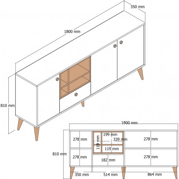 Buffet Nappa - Noyer