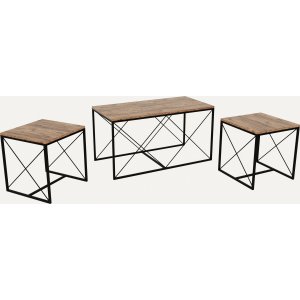 Table basse Ravina 45/100 x 45/50 cm - Pin/noir