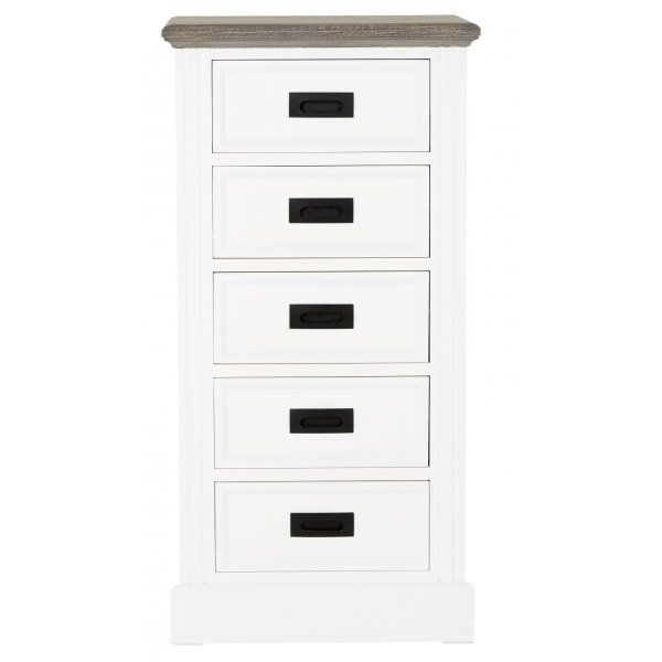 Malou högbyrå med förvaring - Vit/brungrå + Möbeltassar Malou högbyrå med förvaring - Vit/brungrå + Möbeltassar