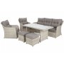 Soffgrupp Bergamo med ftljer, pallar & bord - Beige/beige melerad