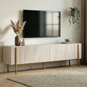 TV-b�nk Nemming 180 cm - Travertin/guld