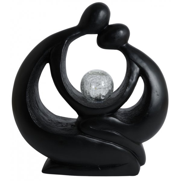 Trdgrdskonst Solcellslampa sittande par H50 cm - Svart