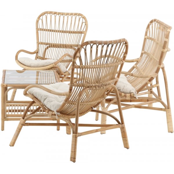 Groupe de canapés Ella - Rotin/écru Groupe de canapés Ella - Rotin/écru