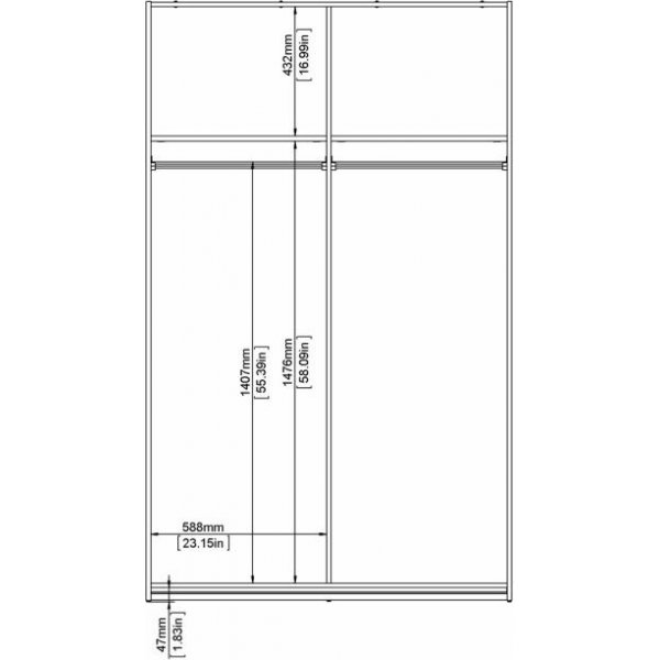 Verona smalle kledingkast - Wit