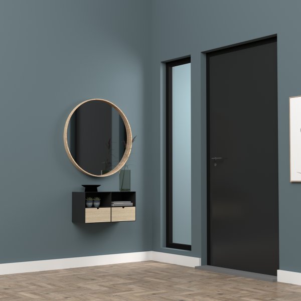 Joliet nachtkastje - Zwart/bamboe