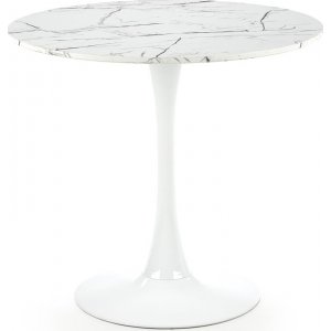 Table  manger ronde Denver 80 cm - Placage marbre blanc