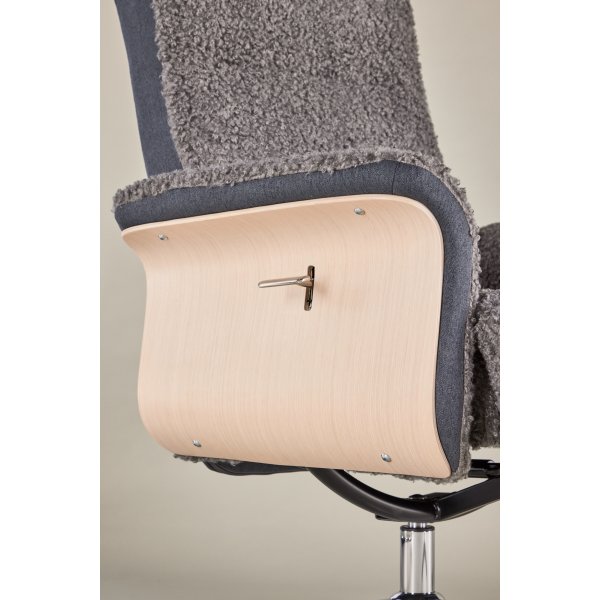 Reclinerfåtölj med fotpall - Grå fårskinnsimitation/whitewash ek + Fläckborttagare för möbler Reclinerfåtölj med fotpall - Grå fårskinnsimitation/whitewash ek + Fläckborttagare för möbler