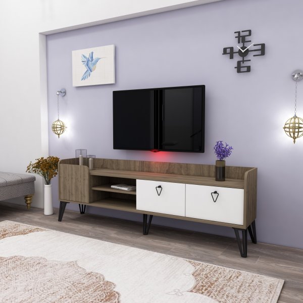 Prime TV-bänk - Vit/valnöt Prime TV-bänk - Vit/valnöt